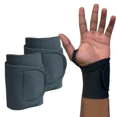 Imagem de Par Munhequeira Profissional Protetor de Punho Para Academia Musculação Tensor Pulso Elástica Alta Compressão Ajustável (Preto)