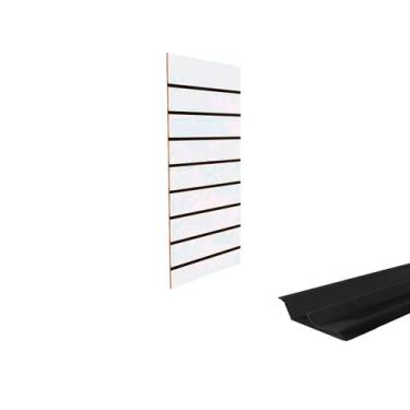 Imagem de Painel Canaletado Branco em Mdf 0,91 x 0,45m com Perfil Pvc Preto - LM