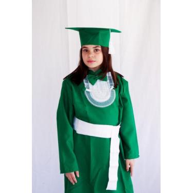 Imagem de Kit beca infantil com faixa simples, capelo dobrável e canudo camurça 