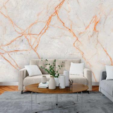 Imagem de Papel de Parede Painel 3D Mármore Carrara fio Laranja 3M Auto Colante 