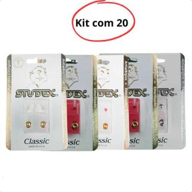 Imagem de Kit 20 Brincos Studex Farmácia Infantil Adulto Aço Cirurgico - Magazin