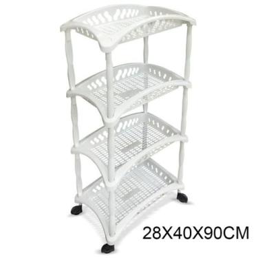 Imagem de Fruteira Chão Cozinha Cesto Organizador Empilhavel 4 Andares Branco - 