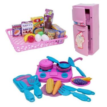 Imagem de Cozinha Jantar Geladeira Brinquedo Criança Mercadinho 30Pç - Master To