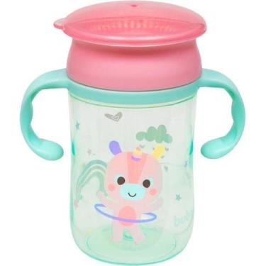 Imagem de Copo Treinamento 360 Infantil Antivazamento Buba Zoo Bebe, Rosa e Verd