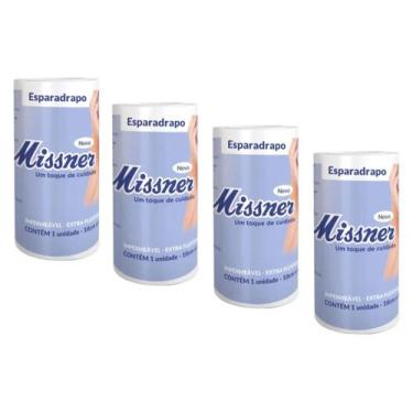 Imagem de Kit 4 Esparadrapo Impermeável 10cm X 4,5m Branco - Missner