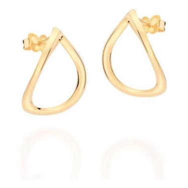 Imagem de Brinco Vazado Rommanel Feminino Gota Folheado A Ouro 527181, Branco, u