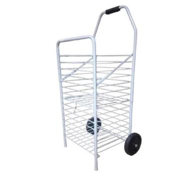 Imagem de Carrinho De Feira Branco Com Divisória Dobrável Reforçado - Cristal