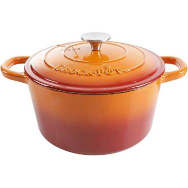 Imagem de Crock-Pot Forno holandês de ferro fundido esmaltado redondo artesanal, 5 quartos, laranja pôr do sol