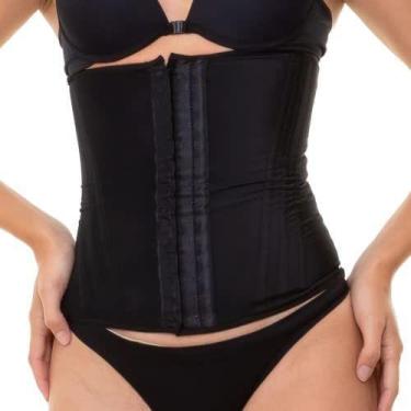 Imagem de Cinta Modeladora Feminina 12 Barbatanas Redutora Abdominal Preta (M) -