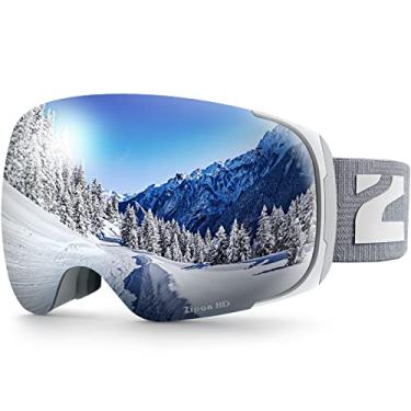 Imagem de ZIONOR Óculos De Esqui, Óculos De Neve Com Lente Z1 Zipon Hd Para Homens, Mulheres, Adultos, Óculos De Snowboard Com Lente Magnética Antiembaçante Com Proteção Uv, Óculos De Snowboard Otg, Óculos De E