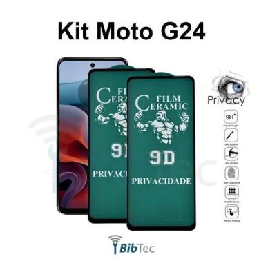 Imagem de Kit 2x Películas Privacidade Fosca para Motorola Moto G24 Anti Espião 