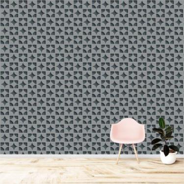 Imagem de Papel De Parede Adesivo Fosco Vinil Abstrato Formas de Estrelas e Triâ