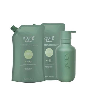 Imagem de Kit Keune So Pure Clarify Refil Duo e Dispenser Frasco (3 produtos)
