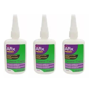 Imagem de 03 Cola Adesivo Instantânea Afix Ultrarrápido Extraforte 100g - ALMATA
