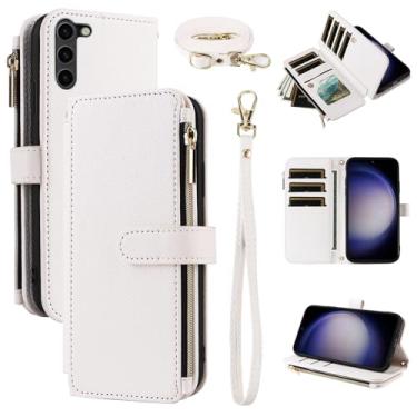 Imagem de Furiet Capa carteira para Samsung Galaxy S23 Plus S23+ 5G com alça de pulso, alça de ombro mais de 10 porta-cartões de couro PU com zíper capa de telefone para S23plus 23S + S 23 23+ SM-S916U 16.8 cm