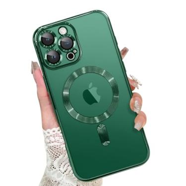 Imagem de KANGHAR Projetada para iPhone 16 Pro Max, capa fina magnética transparente para mulheres e homens, protetor completo para câmera, antiamarelamento, à prova de choque, compatível com MagSafe capa verde