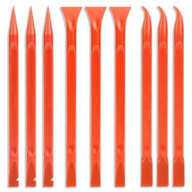 Imagem de 9 raspadores de plástico, raspador de tinta sem arranhões, ferramenta portátil de limpeza de fendas de carro, raspador de cozinha multiuso pequeno removedor de adesivos para espaços apertados, fendas,