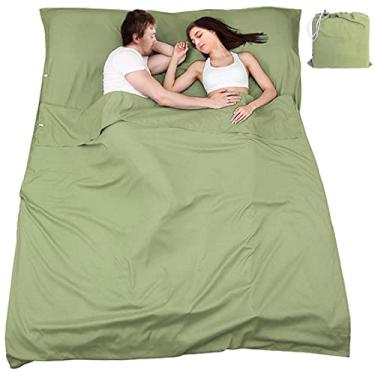 Imagem de Forro de saco de dormir para viagem e acampamento, saco de dormir fino portátil leve e compacto, lençol de dormir macio premium para hostels piquenique (verde, 82,5 x 45 polegadas)