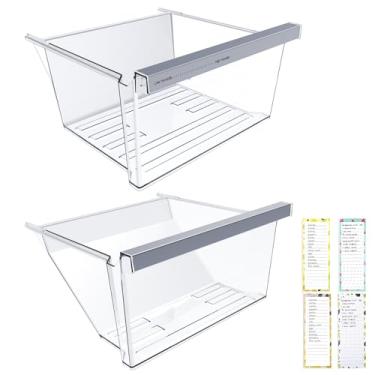 Imagem de [Pacote com 2] W11162443 atualizado para gaveta de geladeira Whirlpool e gaveta de frigideira W11162446 compatível com gaveta de geladeira Whirlpool WRS321SDHW01 WRS555SIHZ03 Gaveta de crimpagem