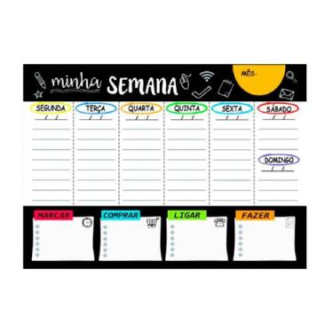 Imagem de Lousa Quadro De Aviso Planejamento Semanal - Planner - 20x26cm + Canet