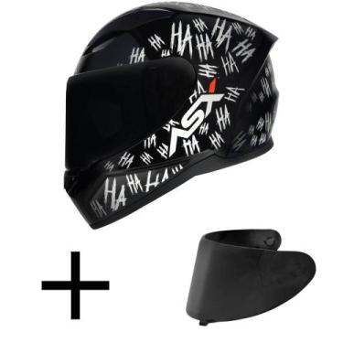 Imagem de Capacete ASX City Fun Preto e Branco Mais Viseira Fumê, 58