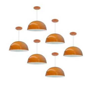 Imagem de Kit 6 Luminária Pendente Meia Lua 24cm Com Interior Branco Brilho Fiaç