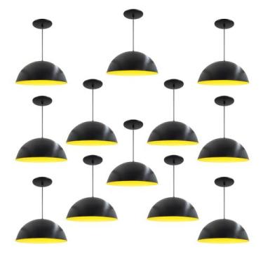 Imagem de Kit 12 Luminária Pendente Meia Lua 50cm Interior Amarelo Com Fiação 11