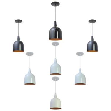 Imagem de Kit 7 Luminária Pendente Gota Com Interior Cobre Com Fiação 110/220v -