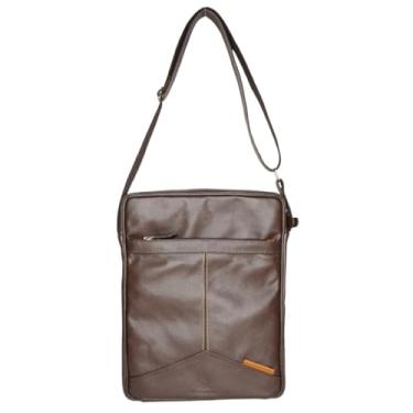 Imagem de Bolsa de Couro Legitimo Masculina e Feminina para Tablet 13 Polegadas Case Transversal Estilo Carteiro (Marrom)