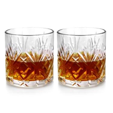 Imagem de Presentes de vidro de uísque para homens, conjunto de 2 copos à moda antiga com caixa de presente, copos rochosos de 290 ml para bebidas de uísque, bourbon, uísque e bebidas alcoólicas