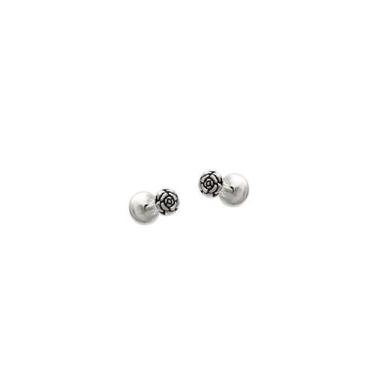 Imagem de Brinco De Prata Envelhecida Infantil Flor Camelia 4mm - Beatriz