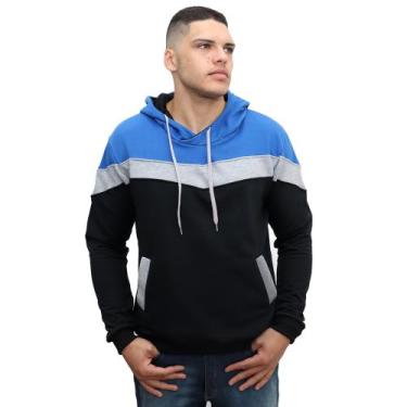 Imagem de Moletom Tricolor Masculino Slim Blusa Canguru Adulto - Vinis Store, Tr