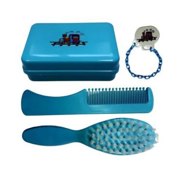 Imagem de Kit Banho Higiene Bebê Pente Escova Saboneteira Prendedor De Chupeta -