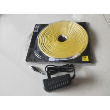 Imagem de 5mts mangueira led neon amarela 12v flexível+ fonte - telintec