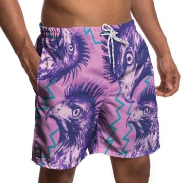 Imagem de Short Tactel Masculino com Bolsos Estampado 1087 - Pierre Couto, Lilás