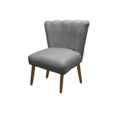 Imagem de Cadeira Pétala Flor Para Sala De Estar Penteadeira Salão Suede Cinza C