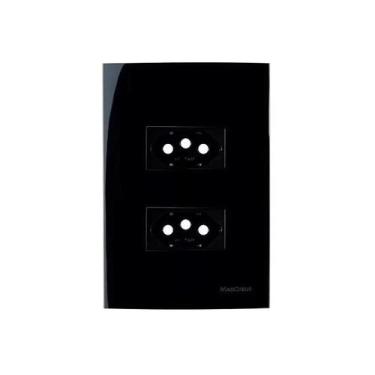 Imagem de Conjunto Margirius 4x2 Tomada Dupla 2P+T 10A Sleek, Ebony