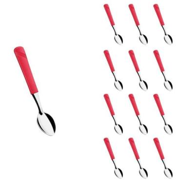 Imagem de Conjunto 12 Colher de Chá Linha Luna Vermelho Aço Inox - Taumer, Luna
