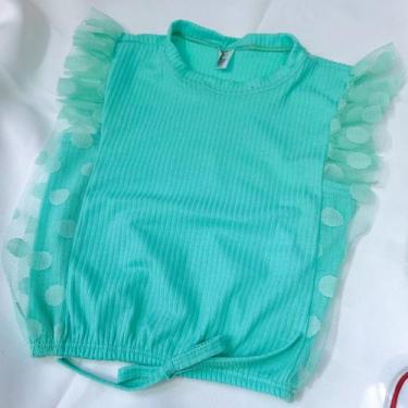 Imagem de Blusa Regata Canelada Manga Tule com Babado - Magic Sky, 10, Verde águ