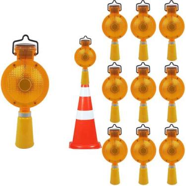 Imagem de Sinalizador Viario Solar Cone Sinalizaçao Kit 11 Uni Rua Estrada Rodov