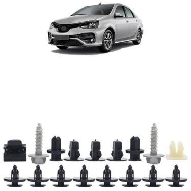 Imagem de Kit Grampo Presilha Parabarro Etios Sedan 2012 A 2017 17 Peças - Plast