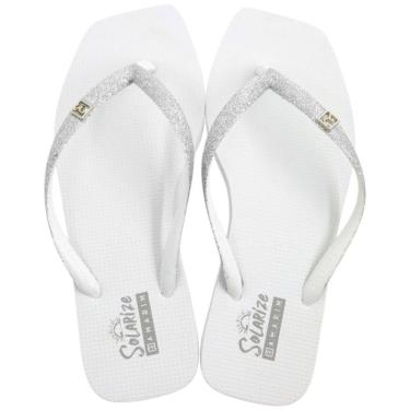 Imagem de Chinelo de Dedo Feminino Casual Dia a Dia Passeio Praia Bico Quadrado com Glitter Ramar...