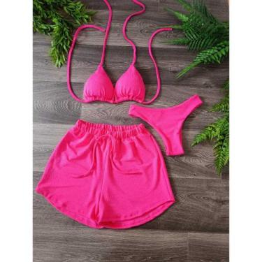 Imagem de Biquíni com short malha canelada - modas quir0z, Pink, G