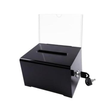 Imagem de Generic Caixa de de cartões de visita Caixa de cédula de acrílico Caixa de comentários multifuncional Caixa de doação de acrílico Caixa de sugestões, Preto