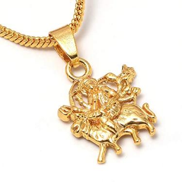 Imagem de Jewar Medalhão banhado a ouro deus indiano/bhagwaan pingente religioso com corrente joias inimigo homens-mulheres e meninos-meninas (Ganesh Ji), Latão, Sem Pedra Preciosa