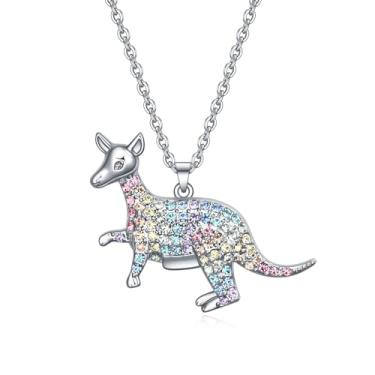 Imagem de Colar cavalo/gato/axolote/unicórnio/guaxinim/canguru/t-rex/elefante/chihuahua/golden retriever/coala/cabra/vaca, presentes para meninas e mulheres, lindo colar de cristal colorido grande animal
