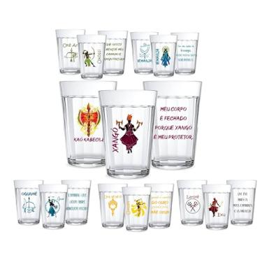 Imagem de Kit 3 Copos Vidro Americano 190ml Orixás Diversos Umbanda Candomblé Guias Artigo Religioso Axé Proteção Agua Refrigente Café (XANGÔ)