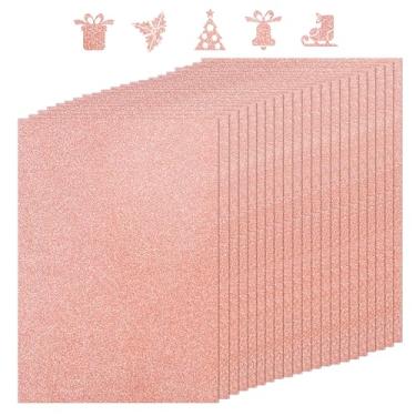 Imagem de BEISHIDA A4 Cartolina com glitter de 21,6 x 28 cm, papel brilhante de ouro rosa para artesanato, papel brilhante premium 250GSM para Cricut, scrapbook, fazer cartões, projetos de arte DIY e decorações