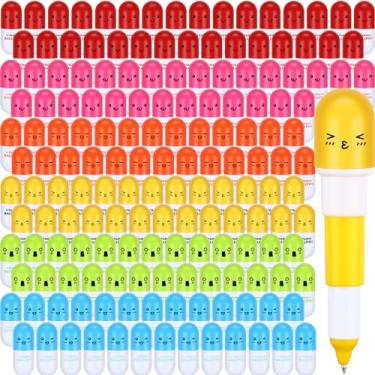 Imagem de Lincia Caneta esferográfica para presente de farmácia a granel, fofa, desenho animado, emoção, novidade, retrátil, para enfermeira, semana, escola, médico, 6 cores (200 peças)