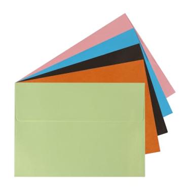 Imagem de Granhoolm Pacote com 50 envelopes coloridos com brilho perolado 10 x 15 cm, envelopes coloridos A6, papel grosso de 120 g/m2, autovedação, envelopes de cartão de presente, envelopes 10 x 15 cm para